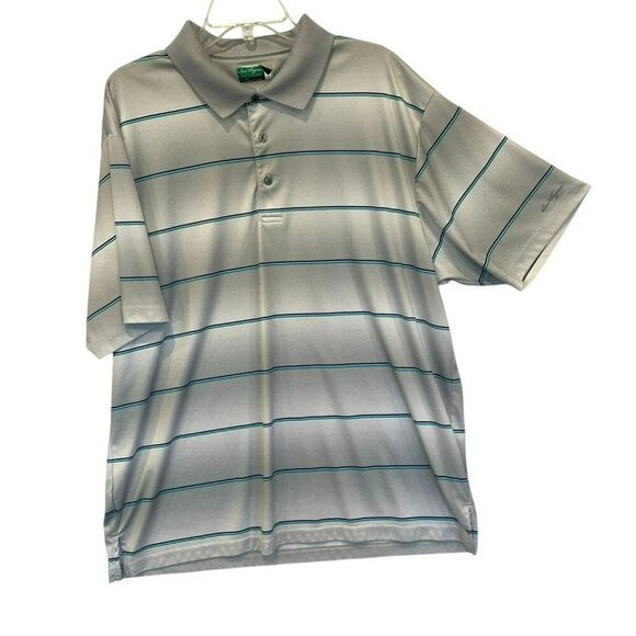 Ben Hogan Performance Men's 3-Button Striped Golf Polo Shirt Size XXL Gray White - Picture 1 of 15
